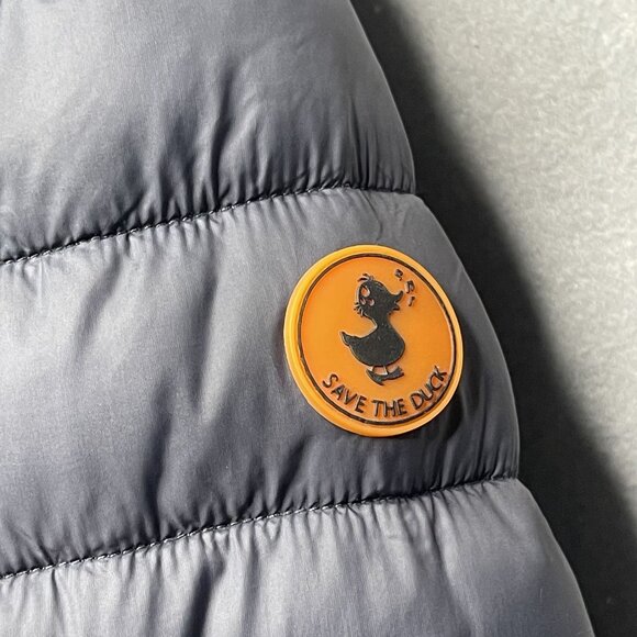 Save The Duck Kids Unisex Size 16 Gray Winter Ultra Light Puffer Jacket Sherpa - Picture 2 of 10